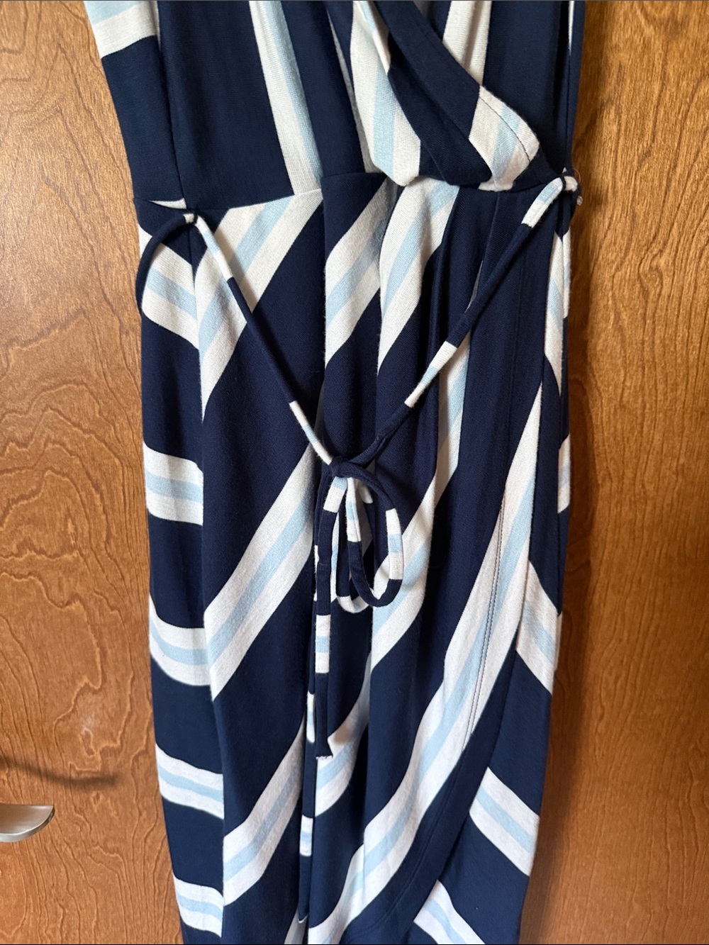 41 Hawthorn Navy and White Striped Midi Wrap Dress - Picture 4 of 6